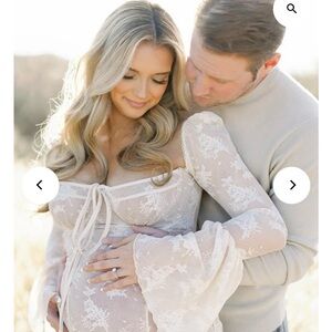 Elegant Lace Long Sleeve Maternity Dress